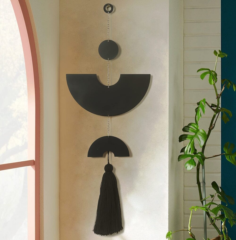 4470 Black Metal Wall Decor Wall Hanging Metal Wall Art Tassel Living Room